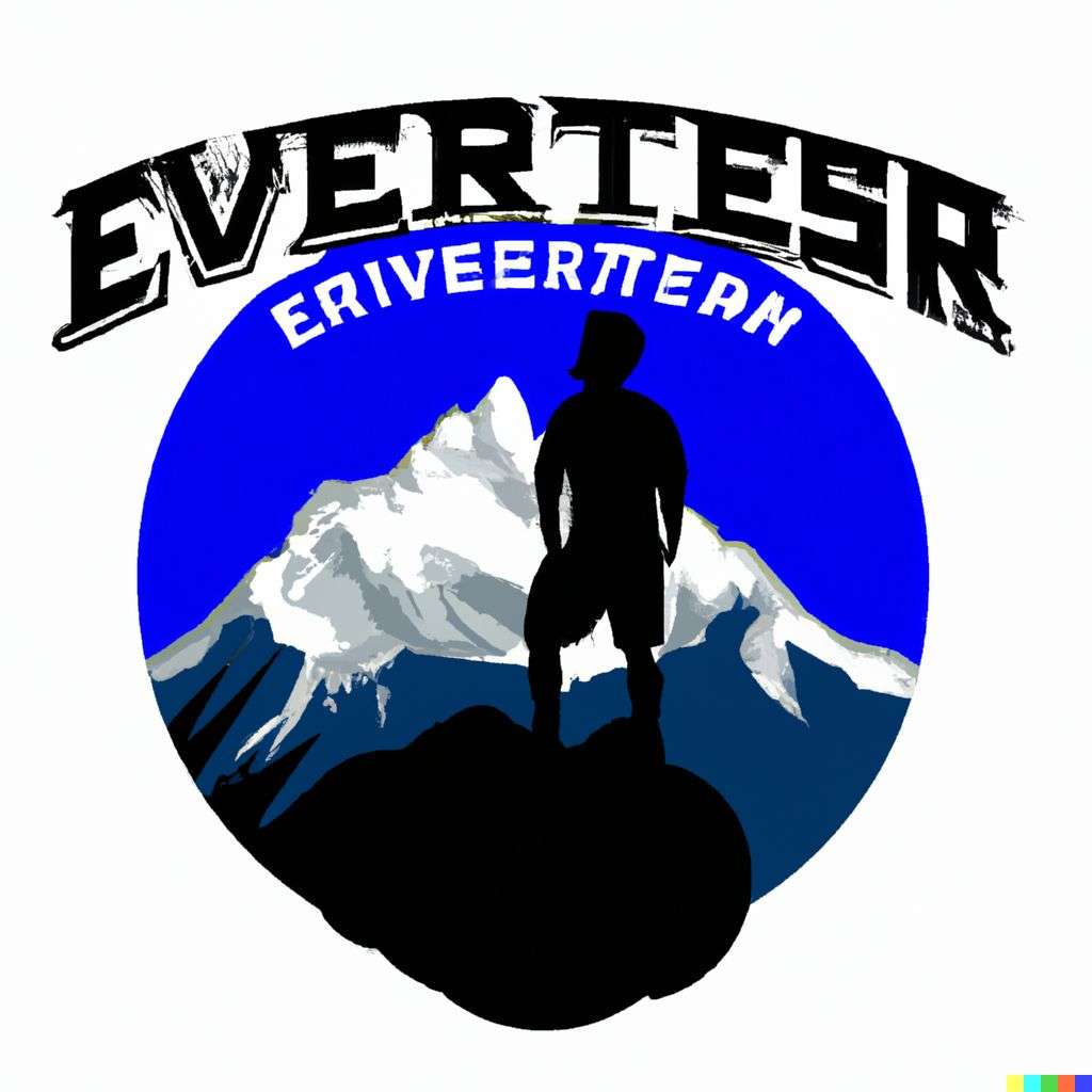 someone gazing at Mount Everest, soccer team emblem design
